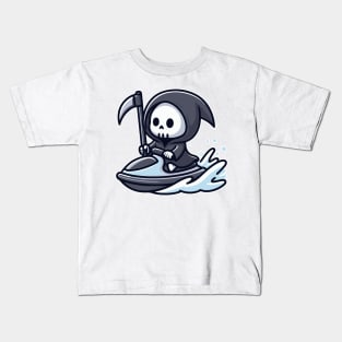 grim reaper Jetskiing Kids T-Shirt